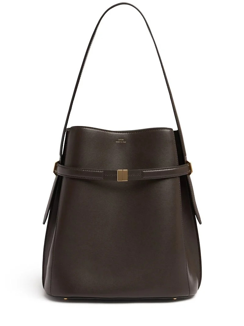 Belted nappa leather bucket bag | Luisaviaroma