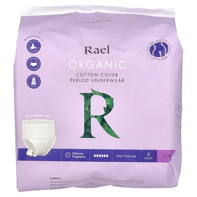 Rael, Organic Cotton Cover Period Underwear, L/XL , 5 Count | iHerb