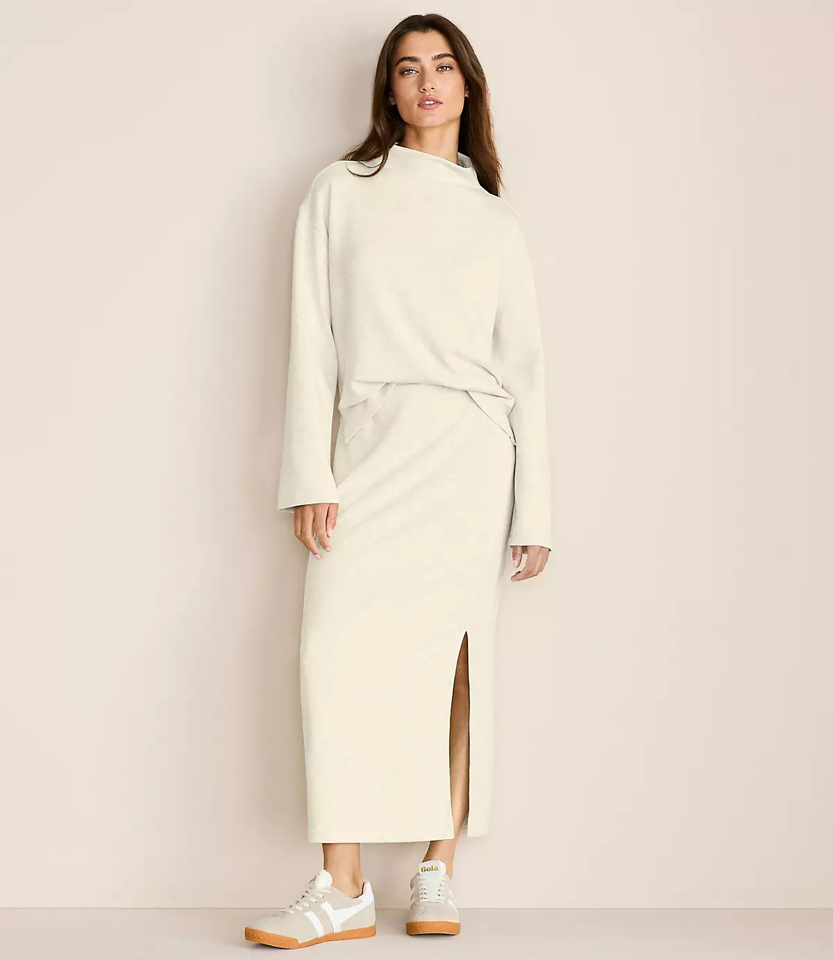 Lou & Grey Heathered Scubasoft Column Maxi Skirt | LOFT