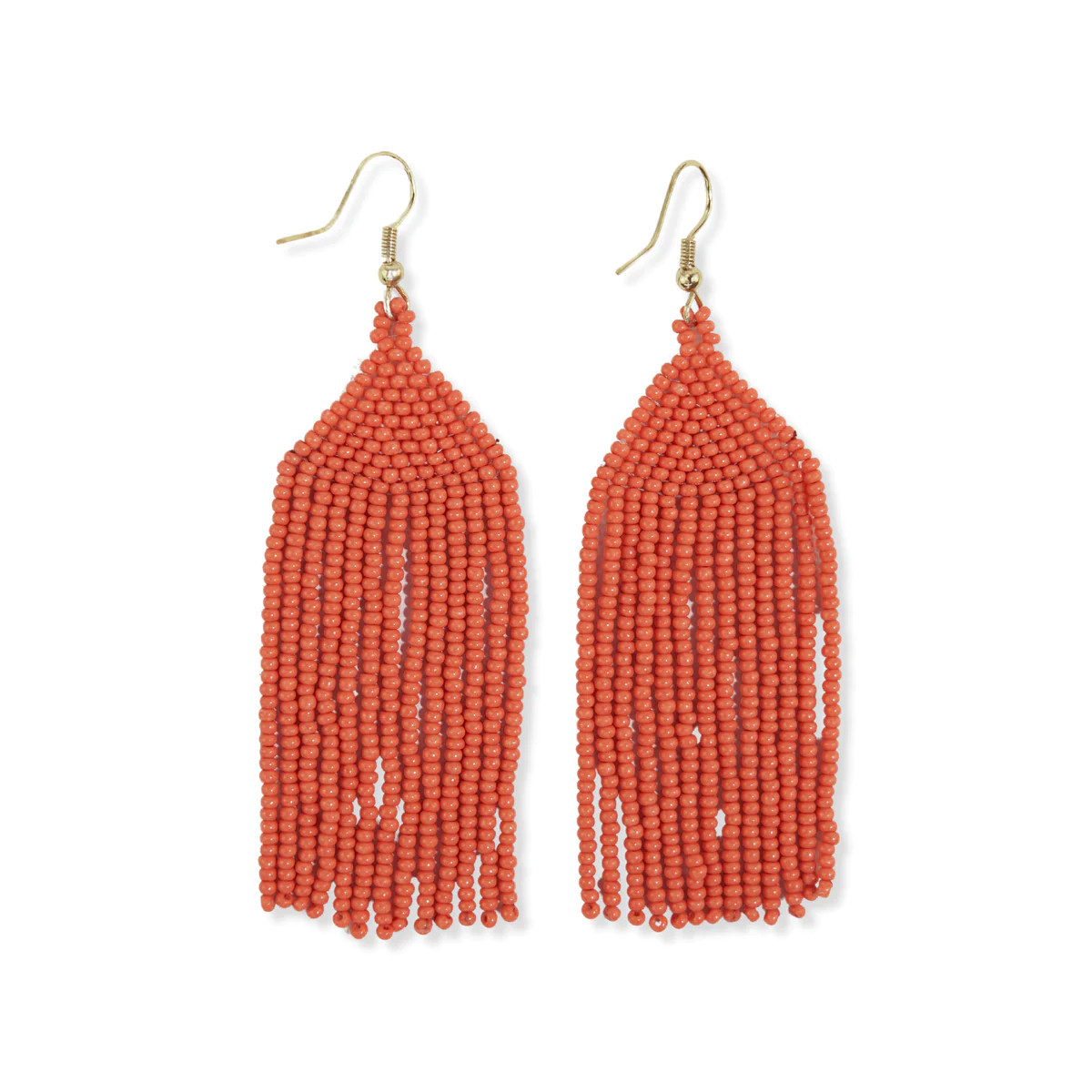 Michele Solid Beaded Fringe Earrings Coral | INK+ALLOY