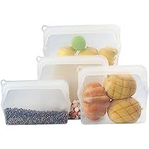 MR Stash - 4 Pack Reusable Silicone Food Storage Bags - BPA Free & Leakproof Airtight Ziplock Contai | Amazon (US)