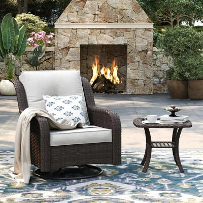 Patio Swivel Rocker Chair with Side Table | Wayfair North America
