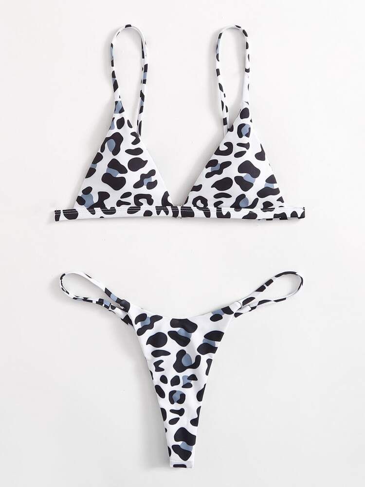 Leopard Triangle Thong Bikini Swimsuit | SHEIN