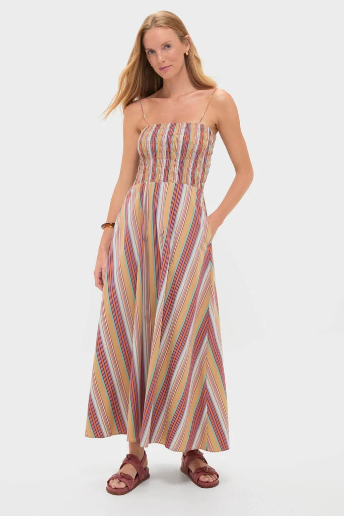 Mustard Agua Stripe Annikekn Maxi Dress | Tuckernuck (US)