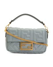 Made In Italy Leather Mini F F Baguette With Handle And Chain Strap | TJ Maxx