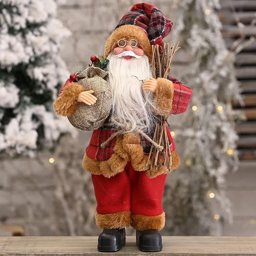 Peyan Santa Claus Figurines,12 Inch Standing Santa Claus Christmas Figurine with Gift Bag and Xma... | Amazon (US)