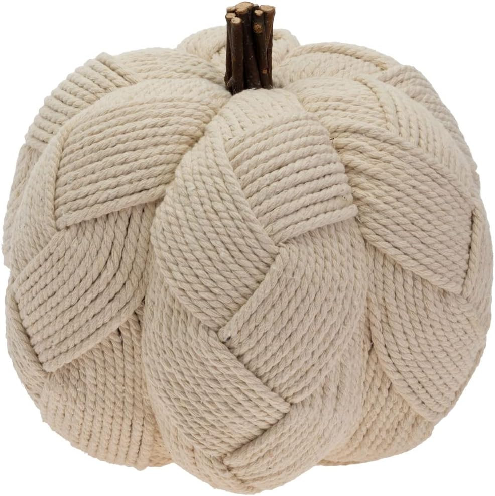 Boston International Pumpkin Décor Autumn & Fall Decorations, Large, Woven Cream | Amazon (US)