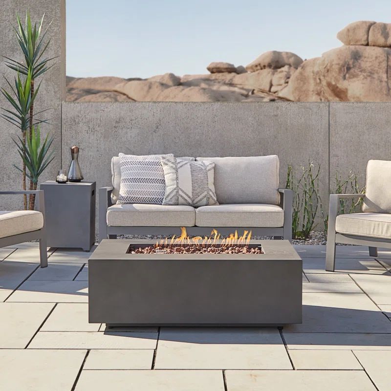 Aegean 14.625'' H x 41.75'' W Steel Outdoor Fire Pit Table with Lid | Wayfair North America
