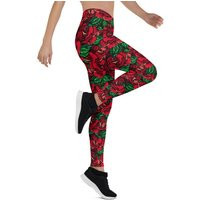 Rose Leggings, Floral Flower Pin Up Rockabilly Psychobilly Workout Pants Gardening Athleisure Wear Exercise Outfit Bottoms Tights Punk Ska | Etsy (US)