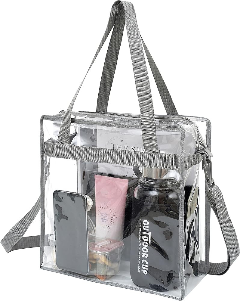 BAGAIL Clear bags Stadium Approved Clear Tote Bag with Zipper Closure Crossbody Messenger Shoulder B | Amazon (US)