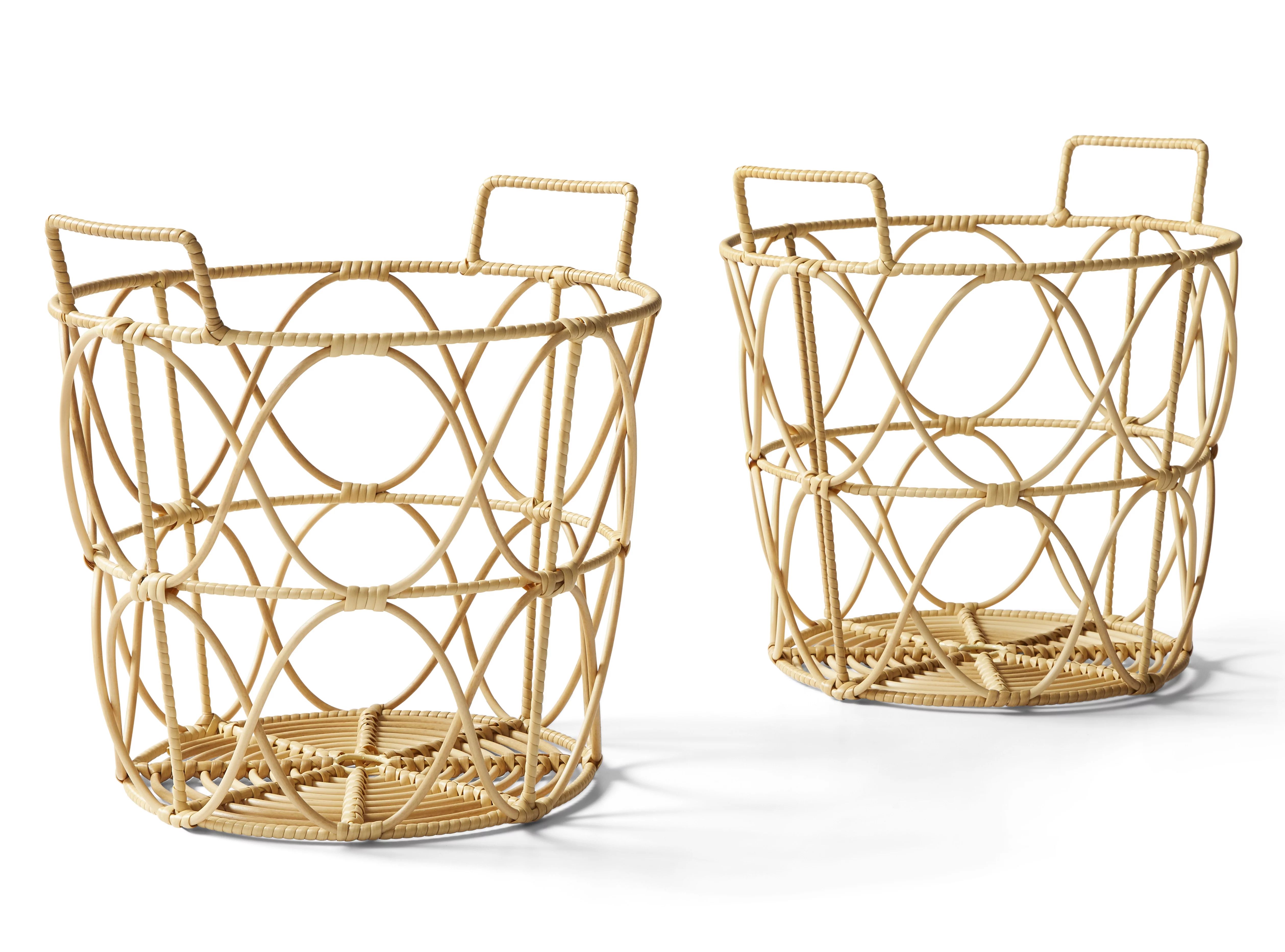 Better Homes & Gardens Medium Poly Rattan Open Weave Storage Basket with Handles, 2-Piece Set | Walmart (US)