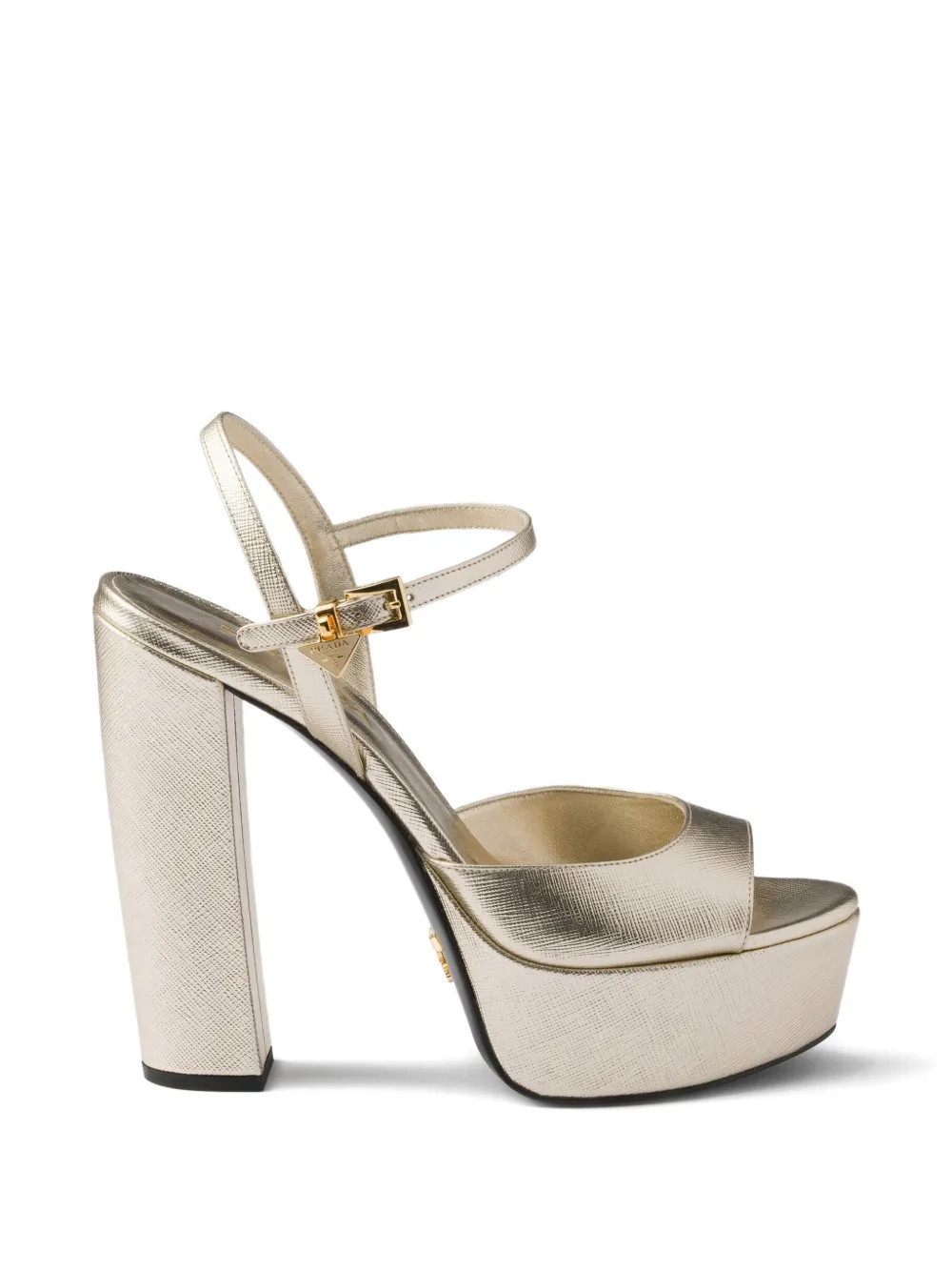 Prada ankle-strap platform sandals - Gold | Farfetch Global