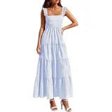 PRETTYGARDEN Womens Summer Casual Maxi Dresses Striped Square Neck Sleeveless Boho Flowy Sundress... | Walmart (US)