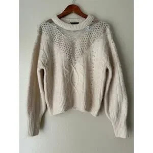 Express Cream Lace Inlay Sweater Size Small | Poshmark