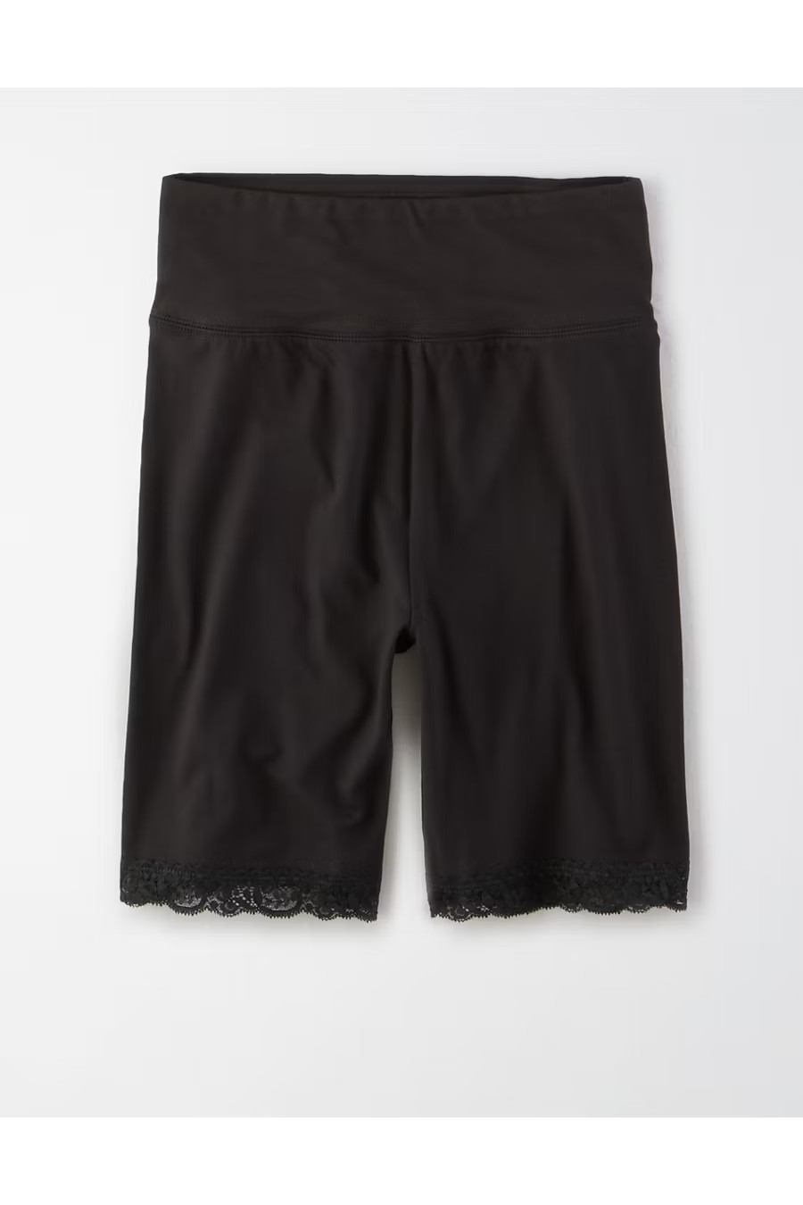 AE Highest-Rise Lace Wide Waistband Bike Short Women's True Black M | American Eagle Outfitters (US & CA)
