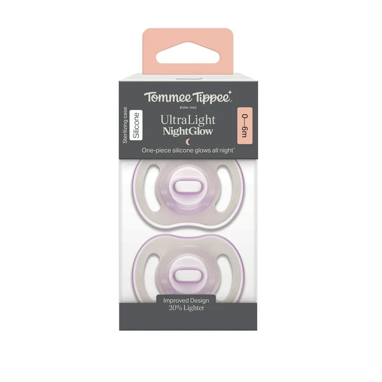 Tommee Tippee Ultra-light StayPut NightGlow Pacifier, 0-6 Months, 2 Pack, Soft Skin Feel, Extra A... | Walmart (US)