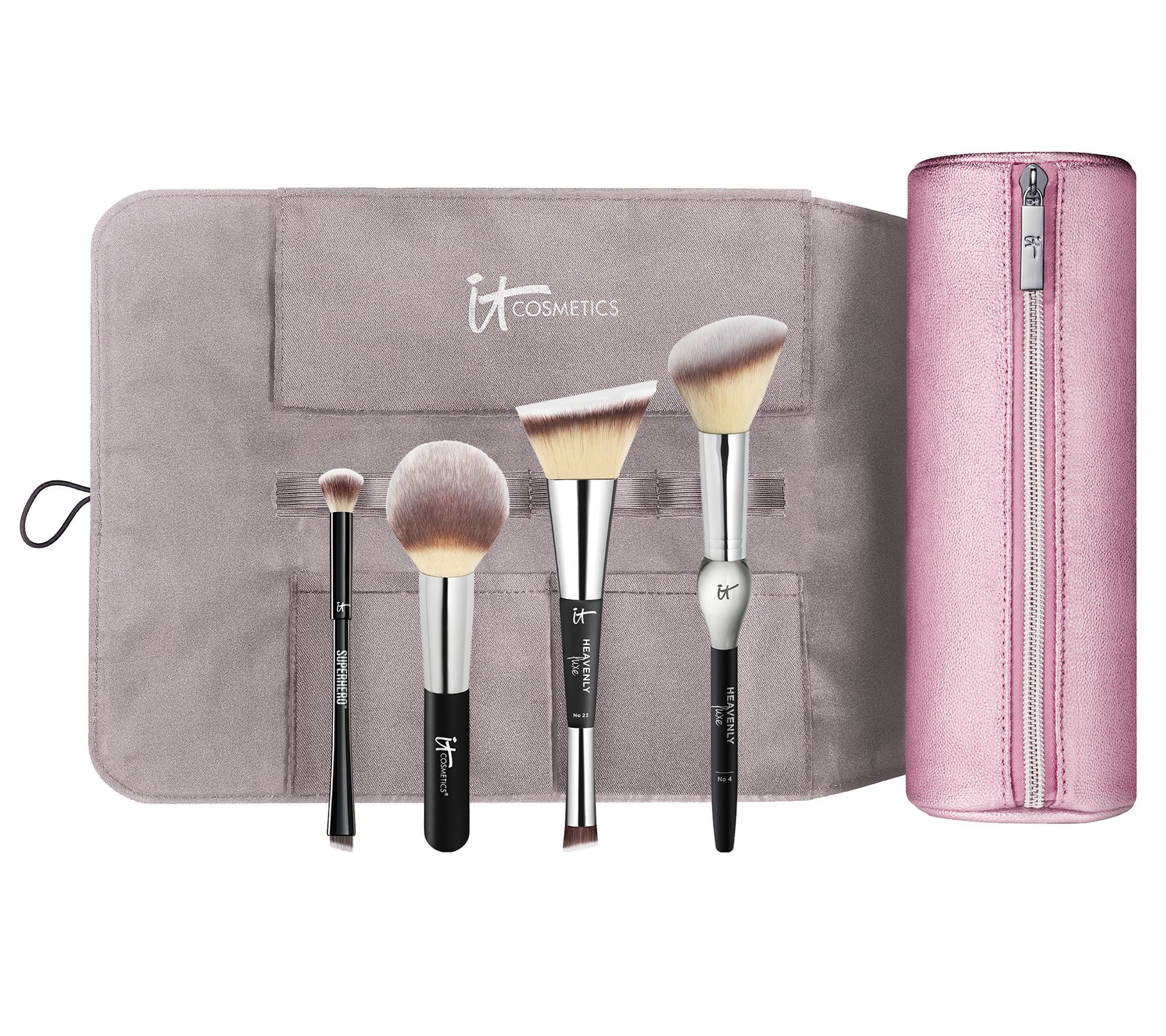 IT Cosmetics Special Edition Luxe Brush Set with Brush Roll Makeup Bag | QVC