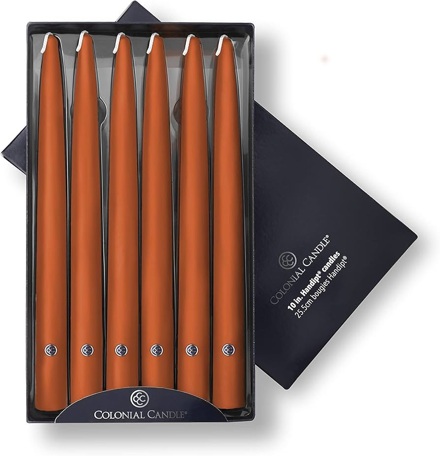 Colonial Candle Unscented Taper Candle, Handipt Collection, Pumpkin, 10 in, Pack of 12 - Up to 8 ... | Amazon (US)