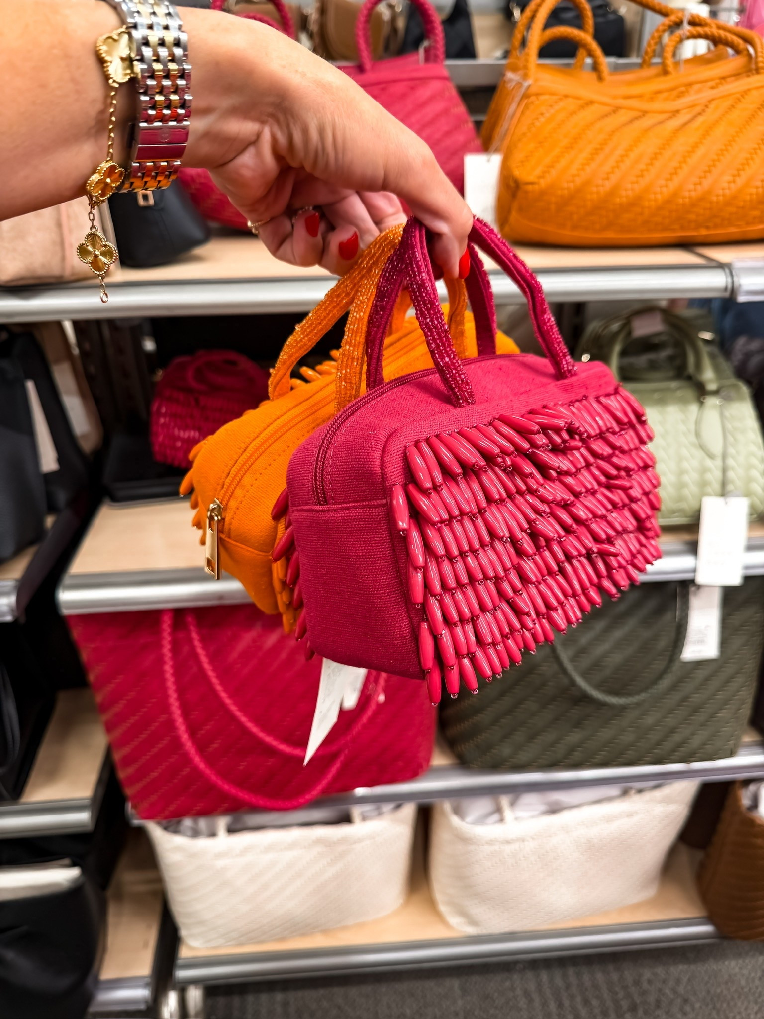 These colorful beaded bags are such a fun statement accessory for summer. Whether you choose the bright pink or bold orange, they instantly add personality to even the simplest outfit. Perfect for vacations, girls’ nights, weddings, and all your summer events.

beaded handbag, statement purse, colorful accessories, summer handbag, vacation style, wedding guest accessories, pink handbag, orange handbag, trendy purse, summer fashion, girls night outfit, resort wear, themominstyle

#LTKTravel #LTKSeasonal #LTKdayinmylife