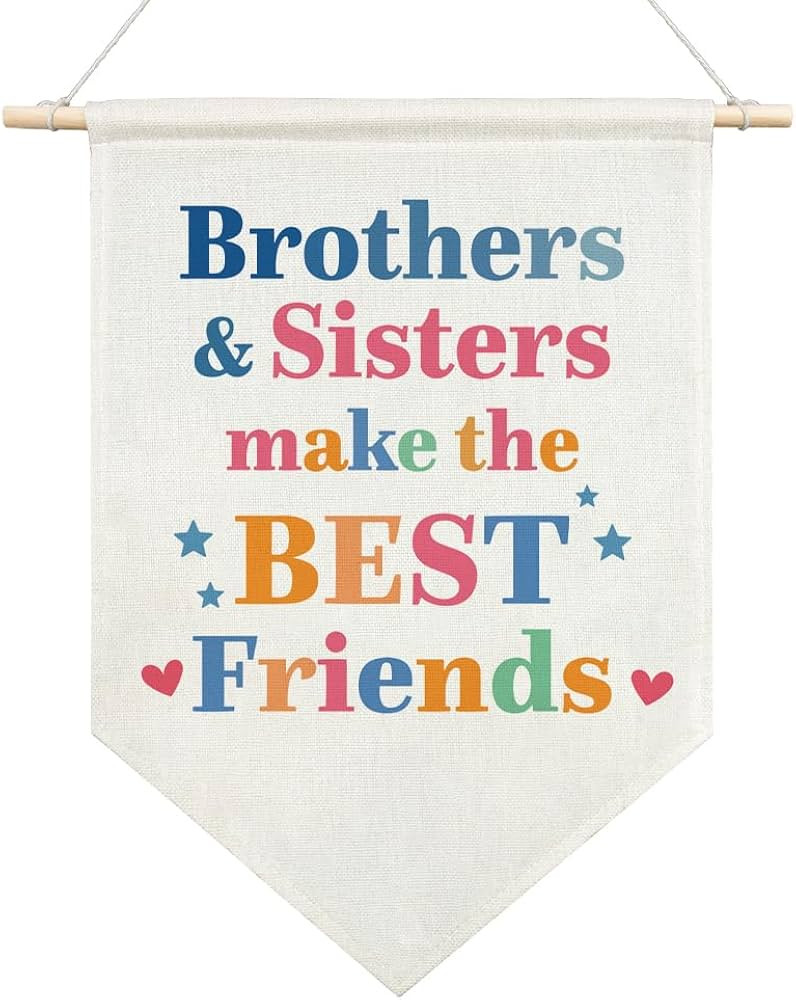 AGMDESIGN Brother Sister Make The Best Friends Neutral Gender Colorful Canvas Hanging Pennant Fla... | Amazon (US)