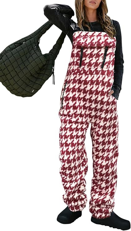 Yousify Women's Fleece Warm Overalls Winter Fuzzy Thick Adjustable Strap Bib Overalls Loose Casua... | Amazon (US)