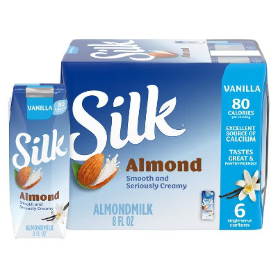 Silk Vanilla Almond Milk - 6ct/8 fl oz Boxes: Vegan, Gluten-Free | Target