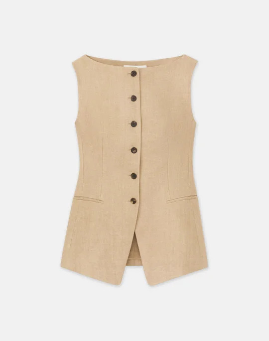 Linen Cutaway Vest | Lafayette 148 NY