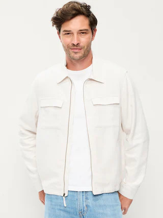 Lightweight Linen-Blend Utility Jacket | Old Navy (US)