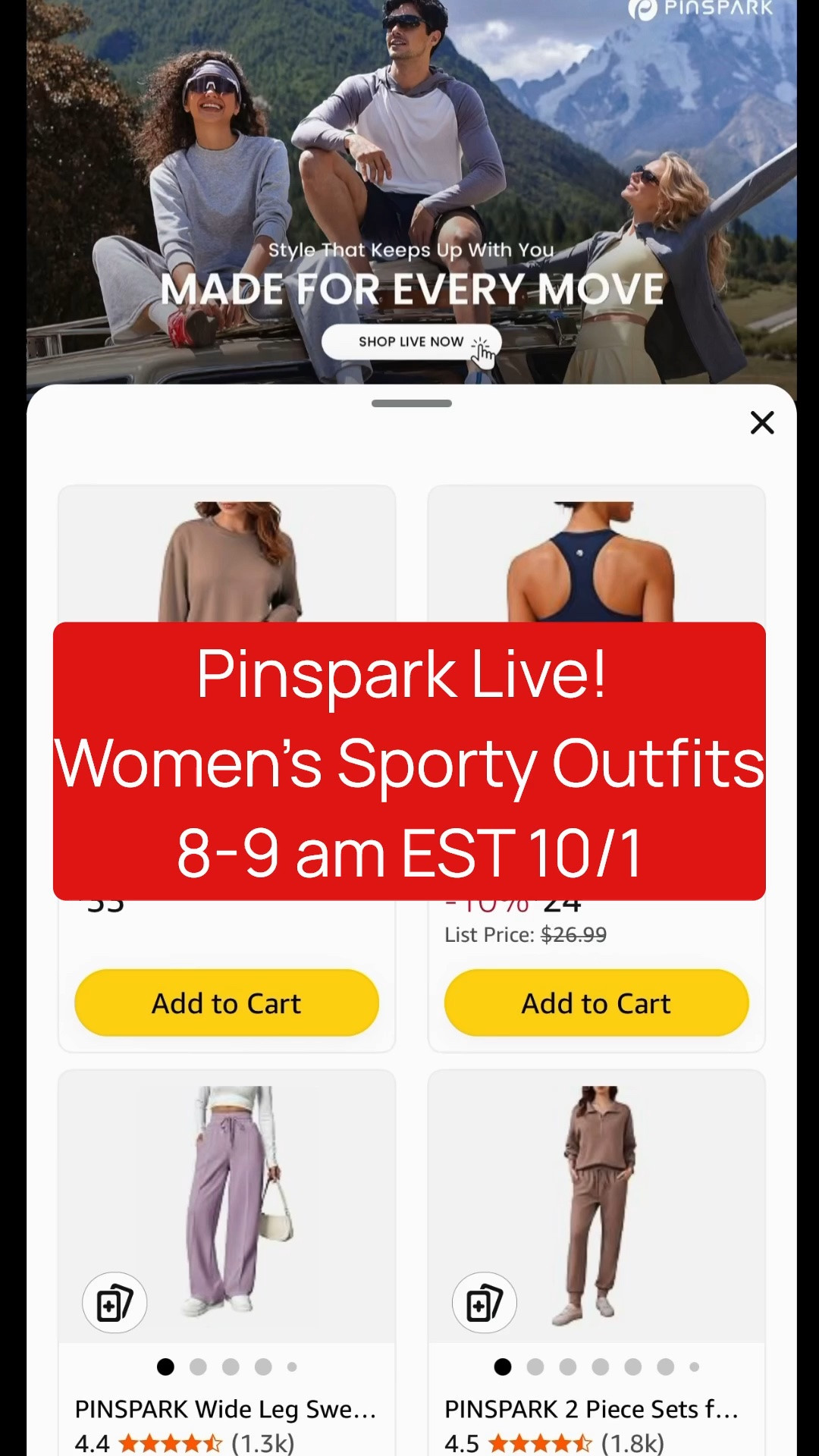 Pinspark Live! Join: https://www.amazon.com/live/broadcast/1703c805-2c2a-40cb-a5cf-f868d3c4e88d?ref=al_desktop_flex_title_bar
Women’s Sporty Outfits and men’s gym clothing styled from 8-9 am EST Thurs.  10/1

#LTKSaleAlert #LTKActive #LTKfitnessgoals
