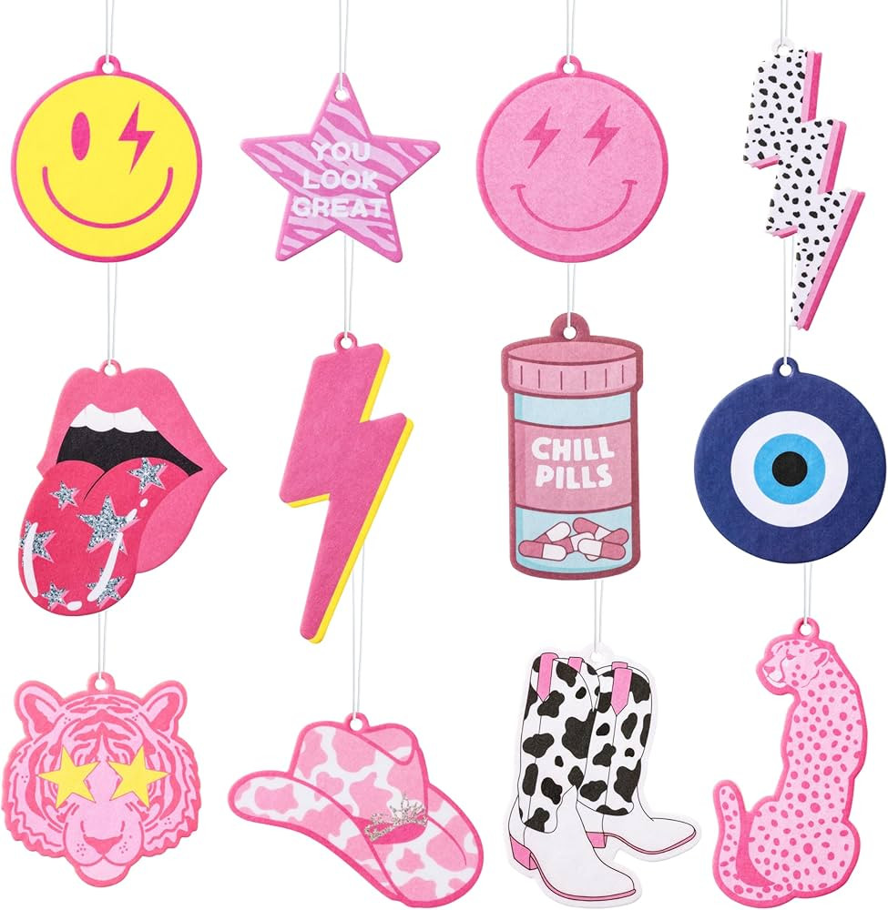 Laffact 12Pcs Preppy Boho Car Air Freshener Lightning Bolt Smile Cow Boots Balloon Dog Lip Incens... | Amazon (CA)