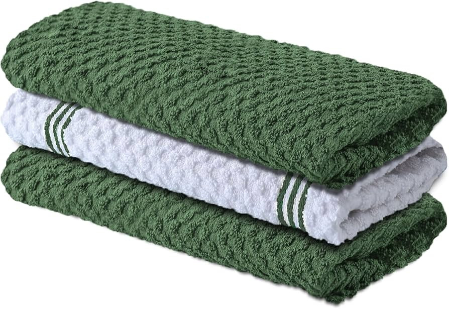 Infinitee Xclusives Premium Kitchen Towels \u2013 Pack of 3, 100% Cotton 15 x 25 Inches Absorbent... | Amazon (US)