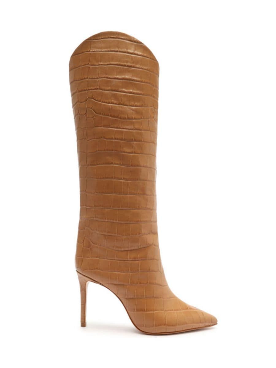Schutz Maryana Croc-Embossed Leather Knee-High Boot | Saks Fifth Avenue