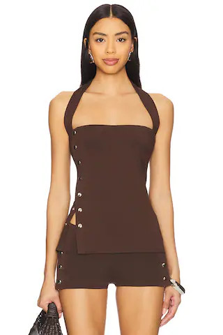 x REVOLVE Short Sleeve Momo Top in Chocolate Brown | Revolve Clothing (Global)