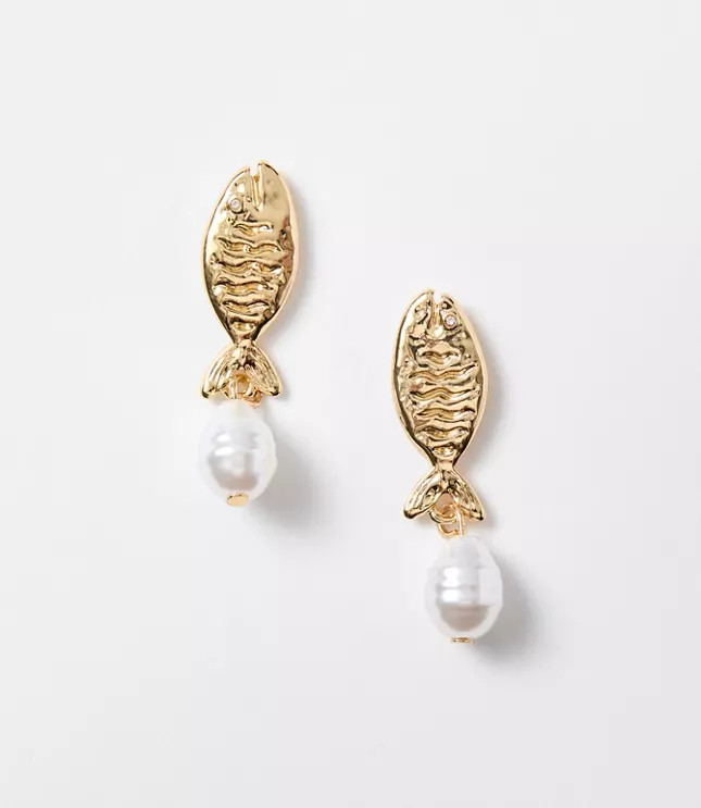 Pearlized Fish Stud Earrings | LOFT