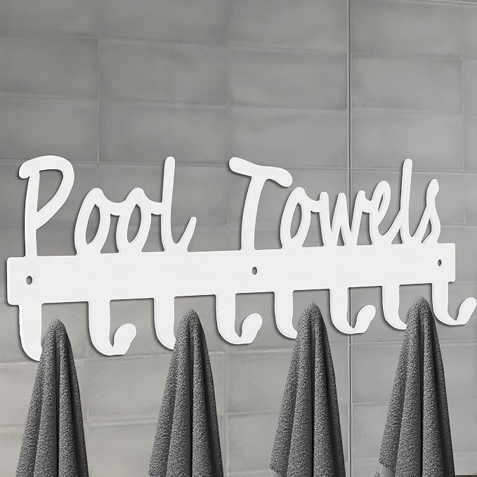 Pool Towel Hooks for Bathroom Wall Mount Towel Rack Towel Holder Carbon Steel Hanger Organizer In... | Amazon (US)