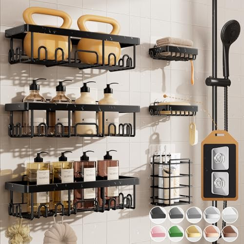 Veken Shower Caddy 6-Pack, Advanced Rustproof Design, No Drilling Adhesive Shelves, Rack with Soa... | Amazon (US)