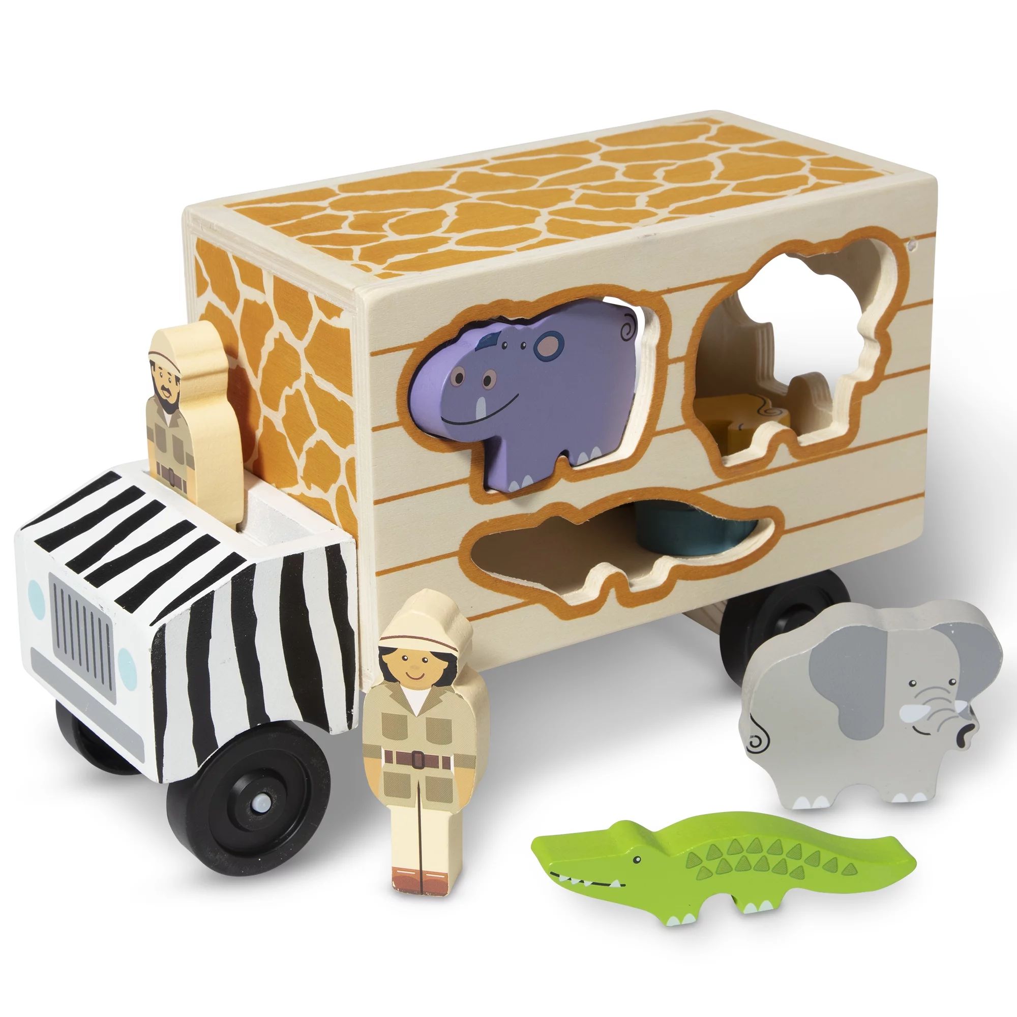 Melissa & Doug Animal Rescue Shape-Sorting Truck - Wooden Toy With 7 Animals and 2 Play Figures | Walmart (US)