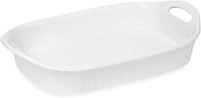 CorningWare French White III 3-Quart Ceramic Oblong Casserole Dish with Sleeve | Oven, Microwave,... | Amazon (US)