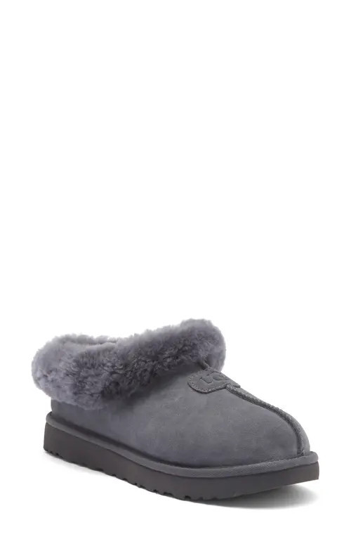 UGG(r) Tazzette Genuine Shearling Collar Slipper in Obsidian at Nordstrom, Size 5 | Nordstrom