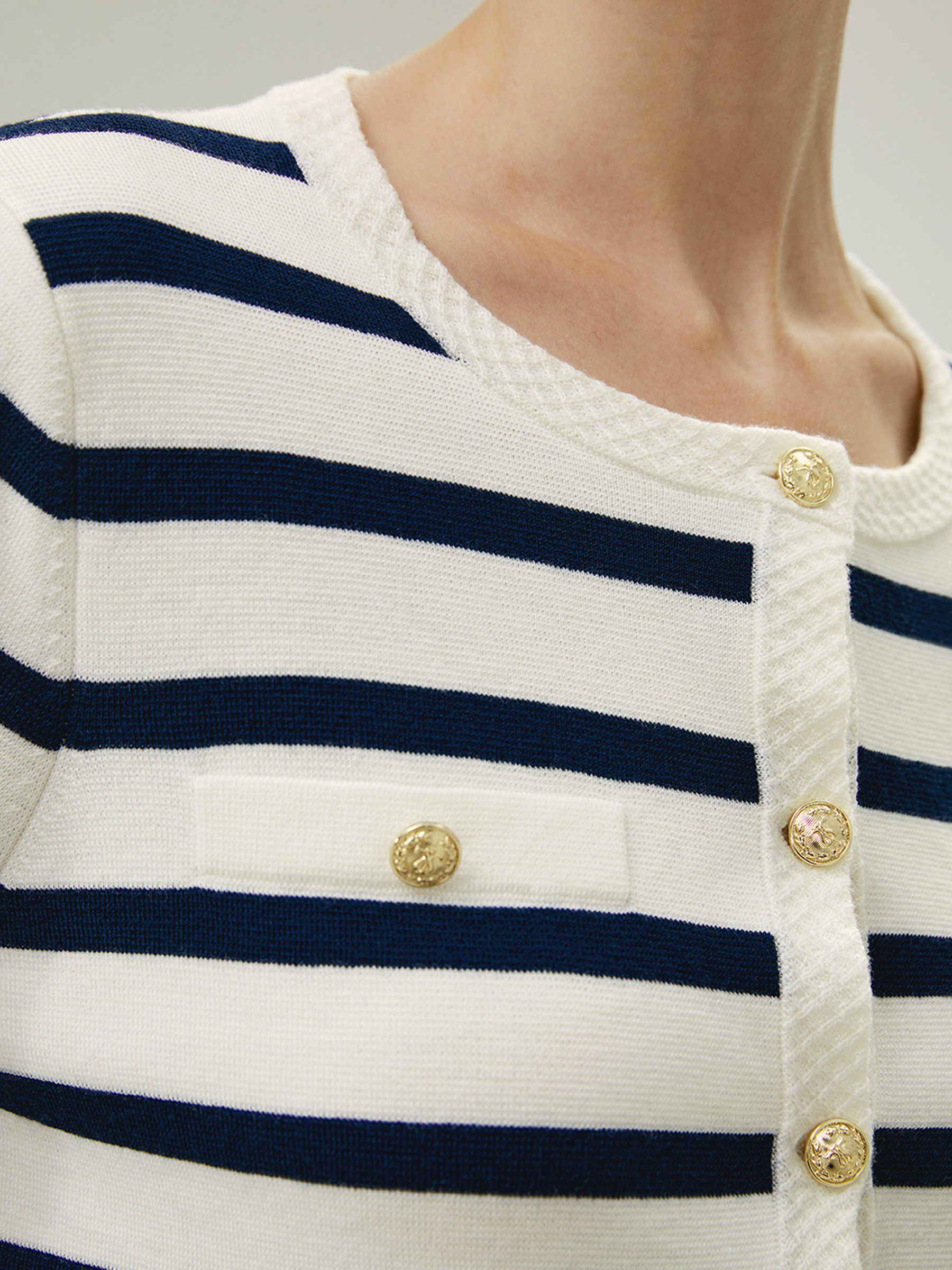 Gariana Striped Wool Cardigan | LilySilk