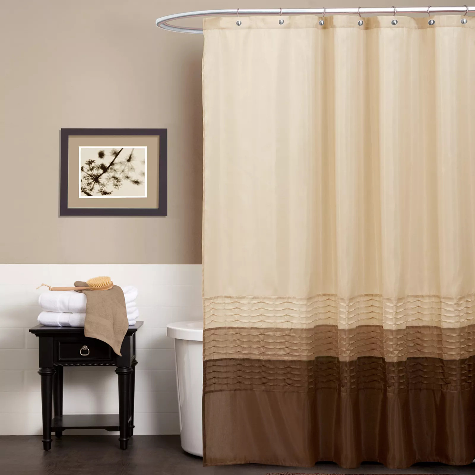 Lush Decor Mia Fabric Shower Curtain, Taupe Brown | Kohl's