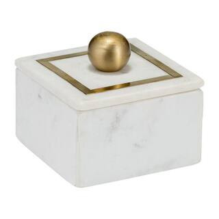 White 5 in. x 5 in. Marble Rectangular Decorative Box | The Home Depot