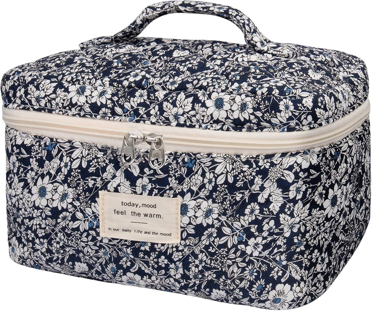 Large Makeup Bag, Cute Cosmetic Bag for Women Girls, Floral Coquette Aesthetic Toiletry Bag, Trav... | Amazon (US)