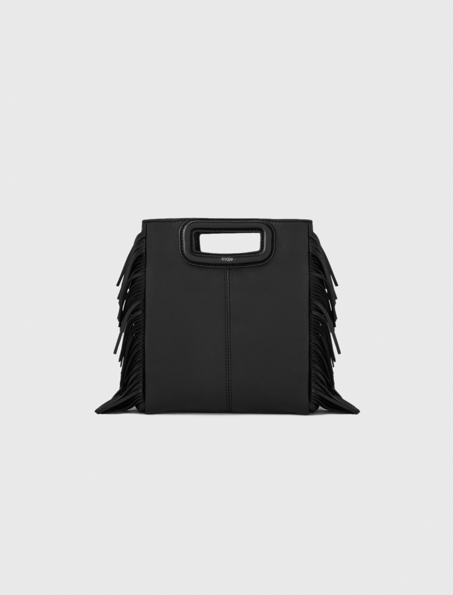 Smooth leather M bag with fringing Black / Gray for Women | Maje | Maje EU