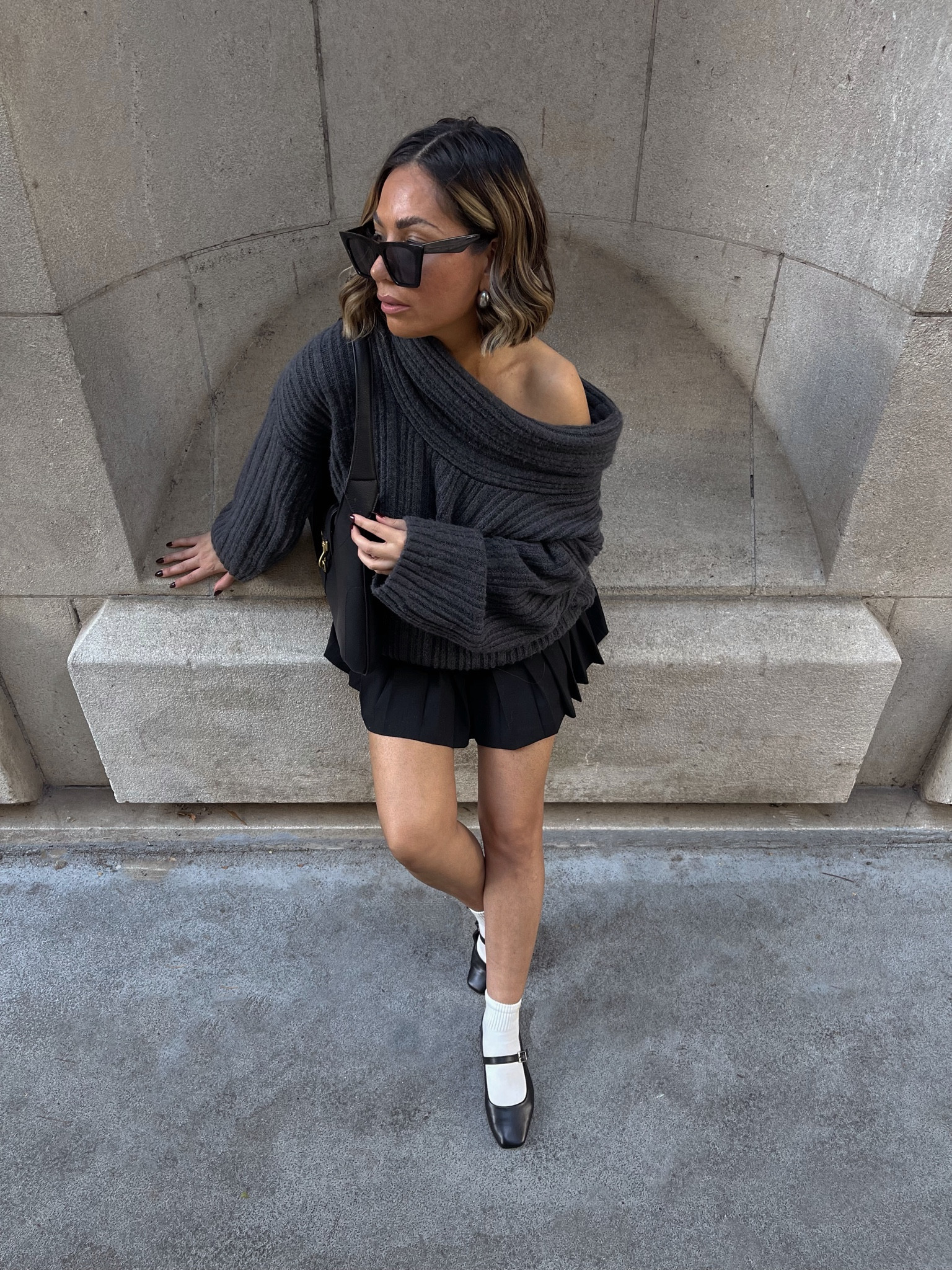 Slouchy sweater, oversized sweater, off the shoulder sweater, oak + fort, winter outfit 
