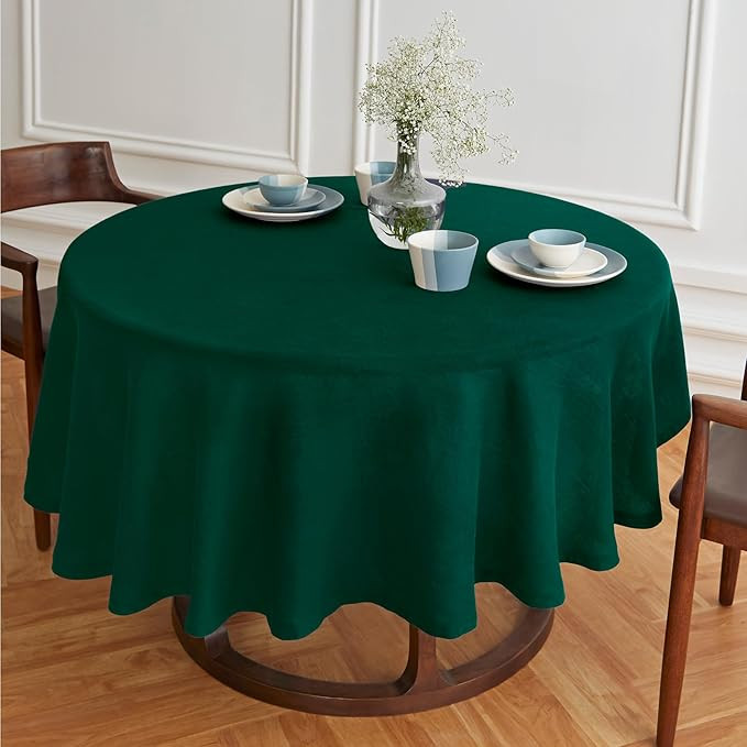 Solino Home Linen 60 Inch Round Tablecloth - 100% Pure Linen Green Round Tablecloth - Machine Was... | Amazon (US)