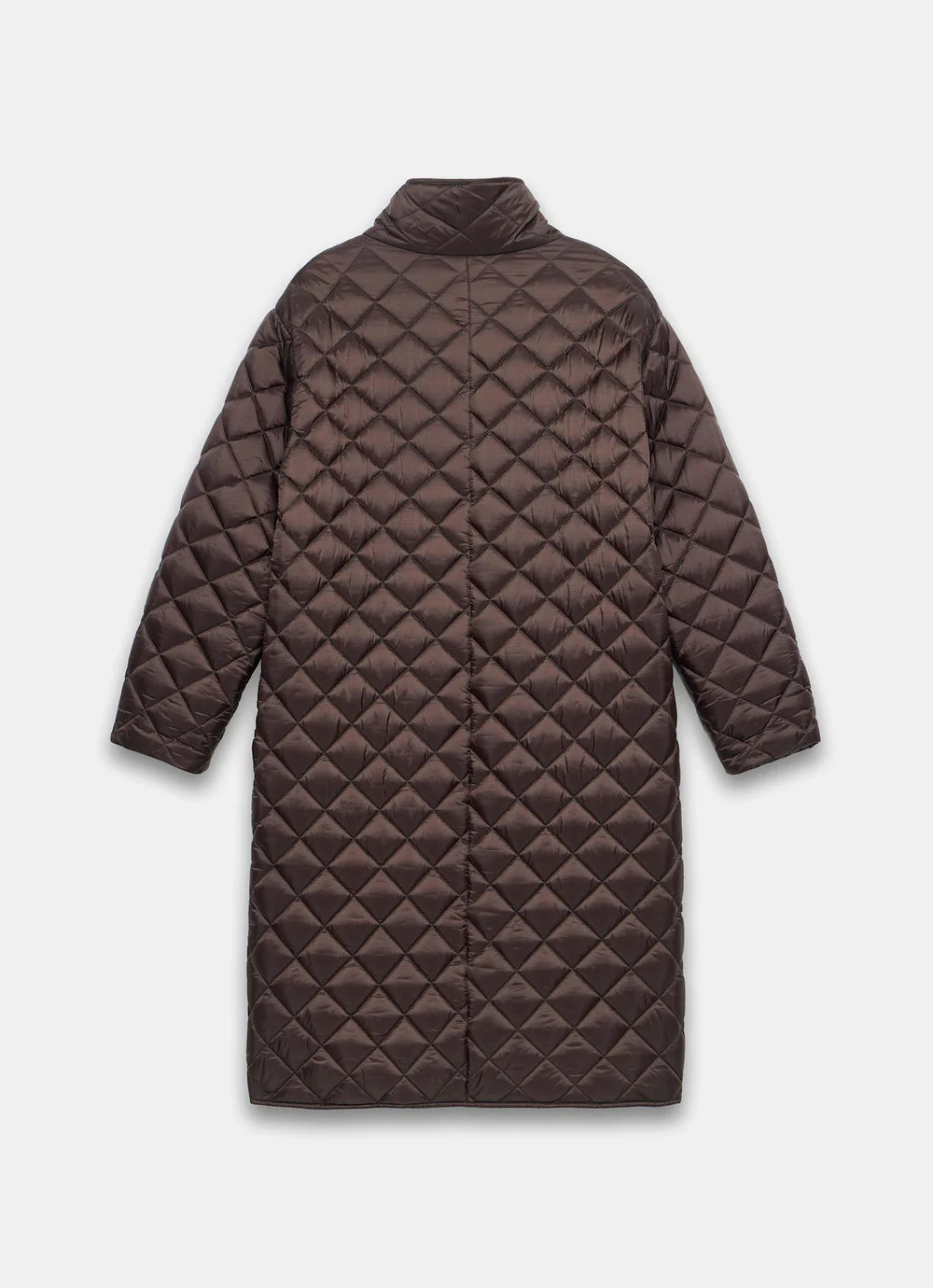 Brown Quilted Funnel Neck Coat | Mint Velvet
