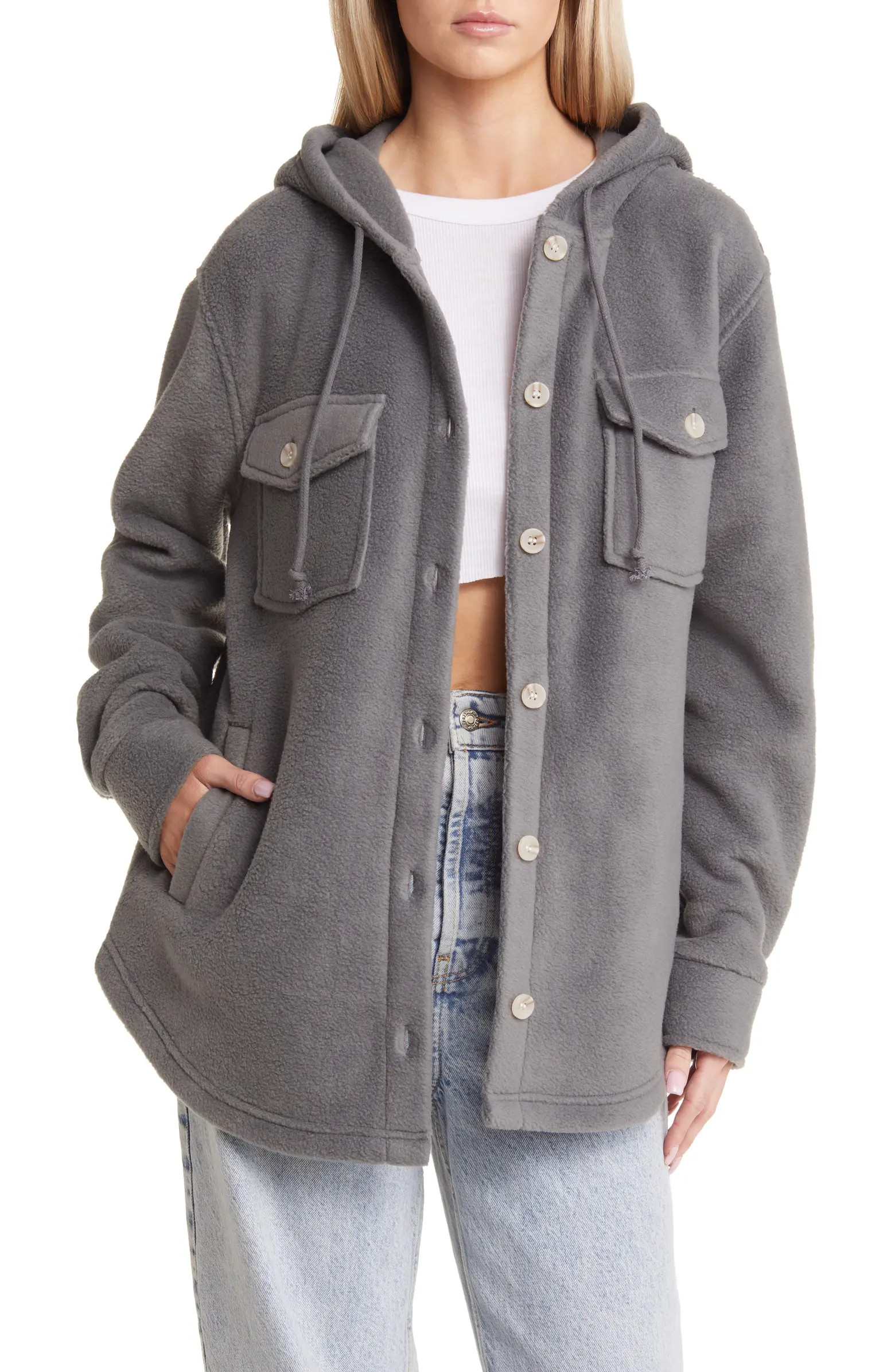 Hooded Fleece Shacket | Nordstrom