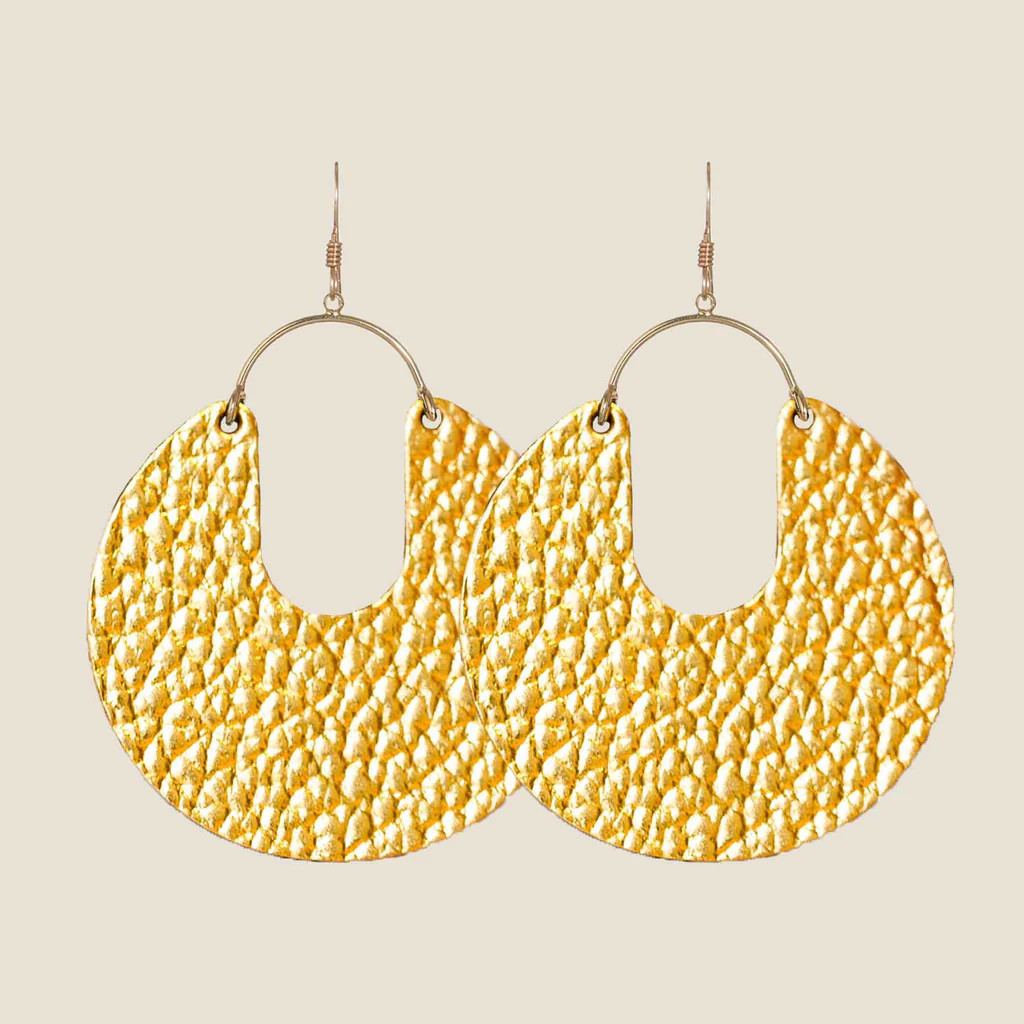 Hammered Gold Leos | Nickel and Suede