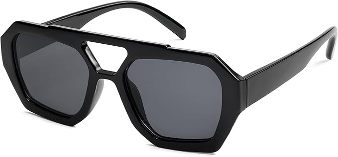 SOJOS Trendy Aviator Sunglasses for Womens Mens Polarized,Hexagonal Square Double Bridge Designer... | Amazon (US)